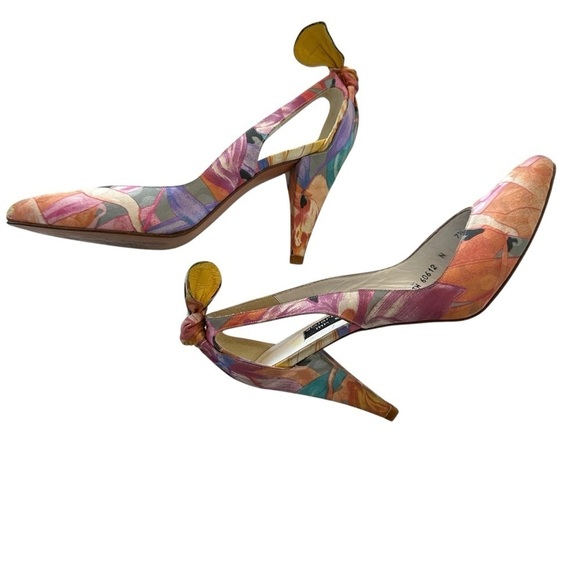 VTG STAURT WEITZMAN FOR MR SEYMOR PASTEL ABSTRACT COCKTAIL HEELS SIZE 7.5 - Picture 7 of 16